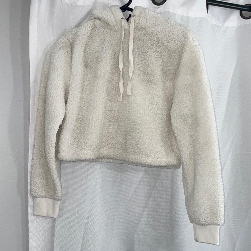 Crop Cream Sherpa Hoodie